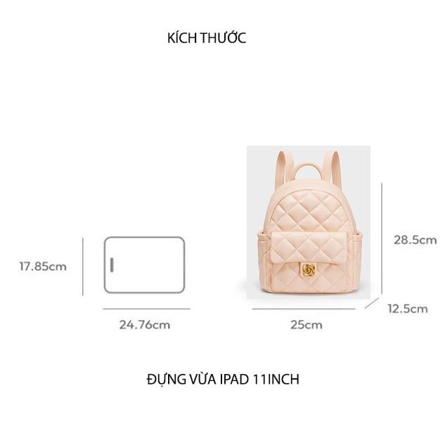 Balo Da 11 Inch Chần Trám JU173114-04M Hồng