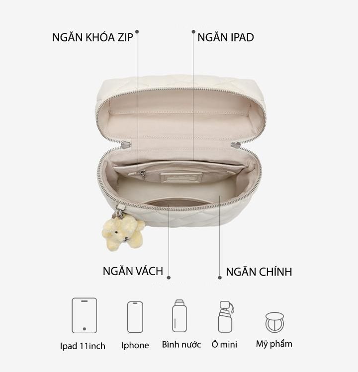 Balo Da 11 Inch Charm Thỏ JU173119-04 Hồng