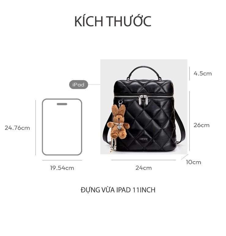 Balo Da 11 Inch Charm Thỏ JU173119-01 Đen