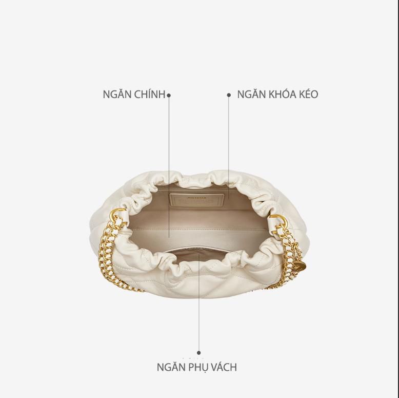 Túi Bucket JU173116-01 Da Chần Mềm Đen Quai Xích