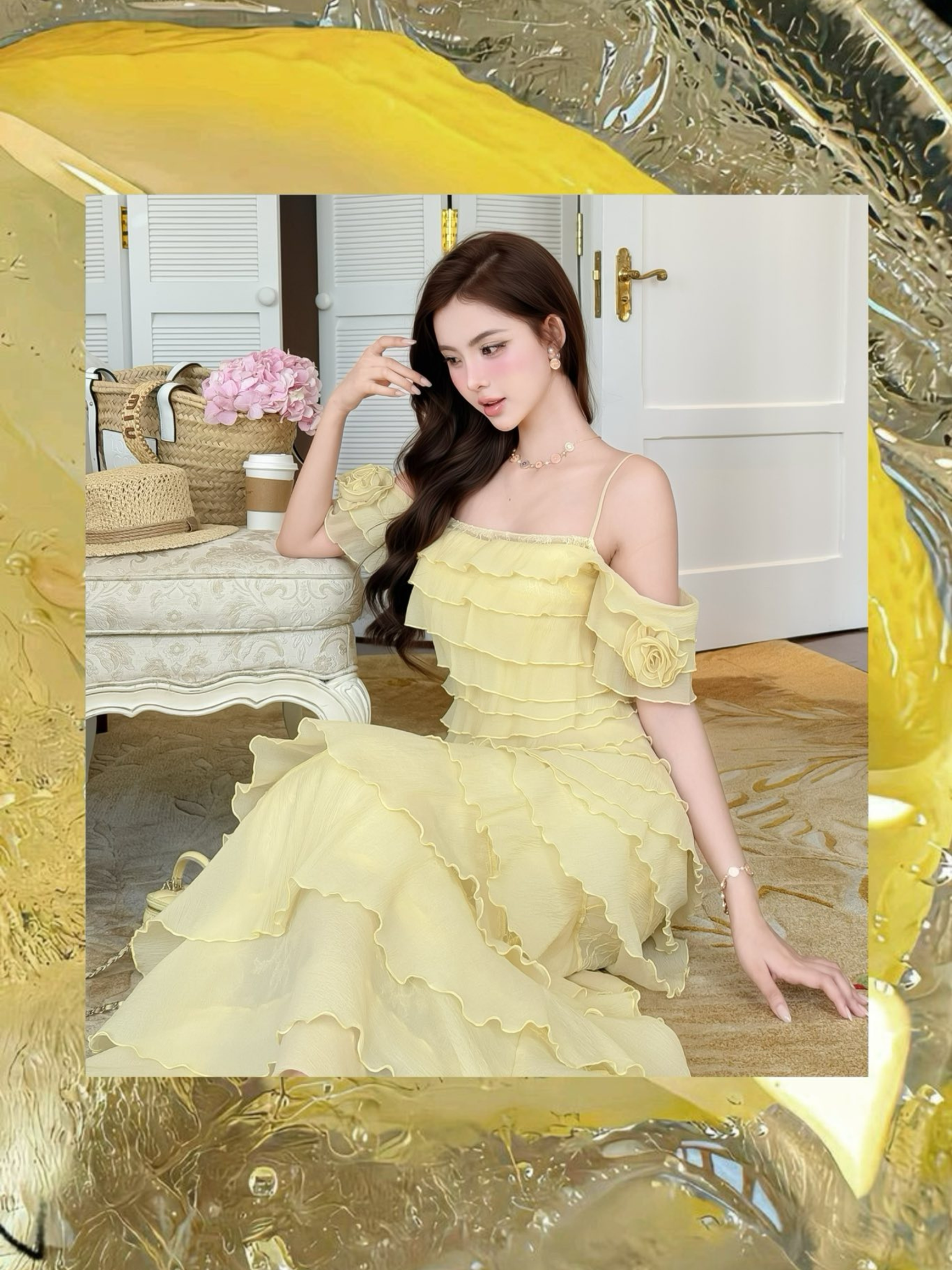 เดรส ลูกไม้ ตัดต่อ VOL TẦNG
