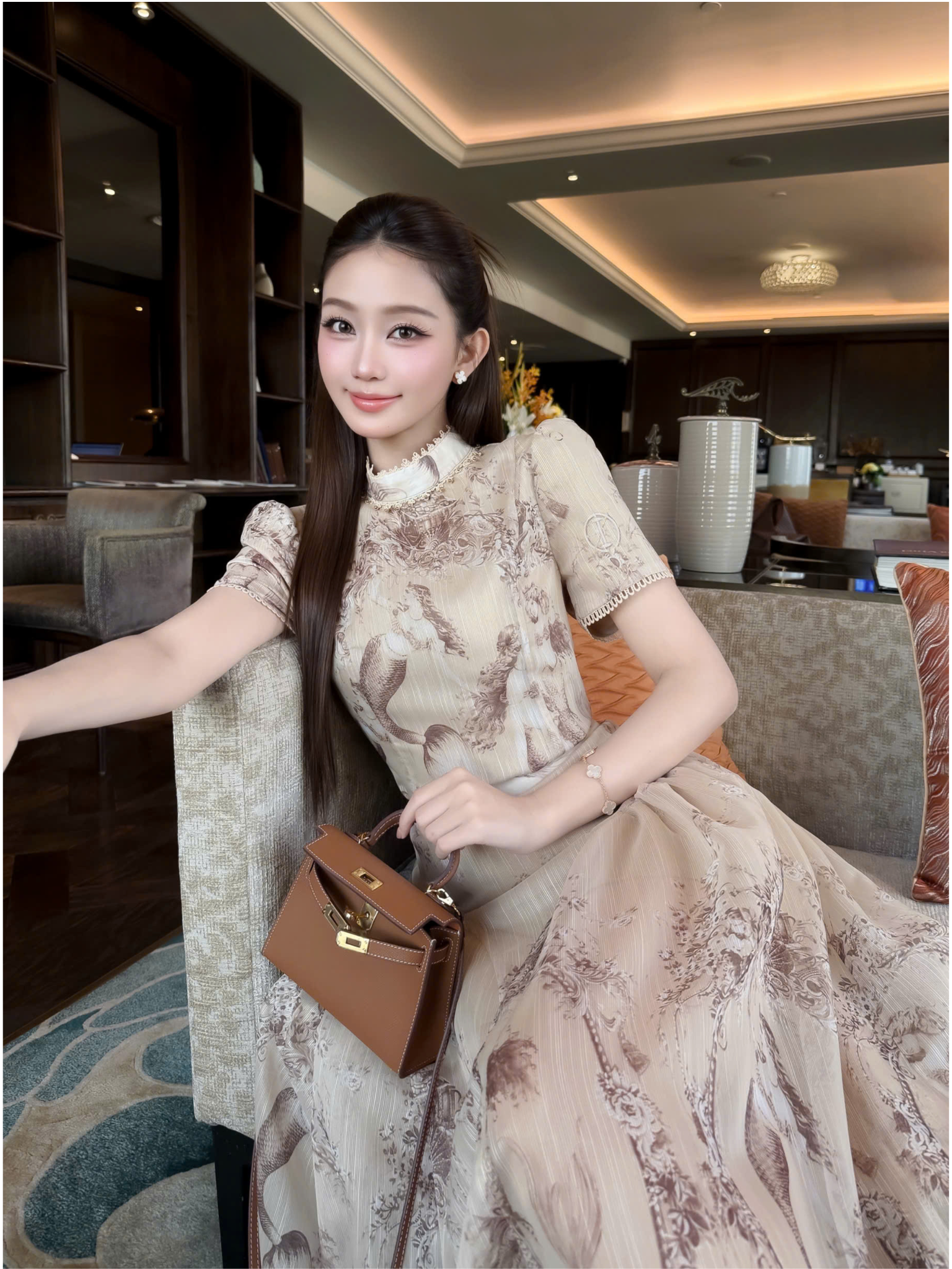 เซ็ต ลายดอก TIẾT กระโปรง ยาว