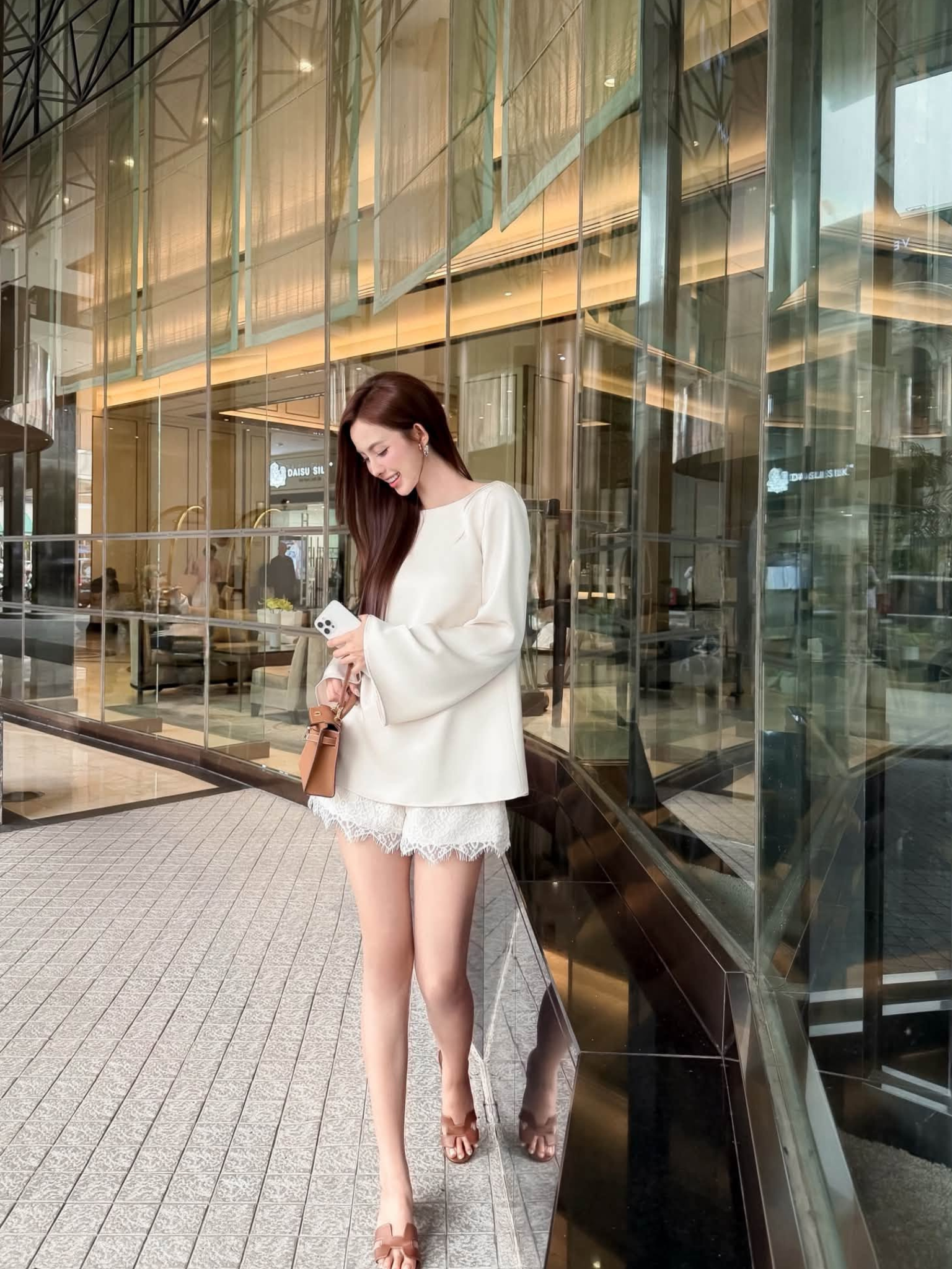 เซ็ต ผ้าไหม โบว์ ยาวครึ่ง
