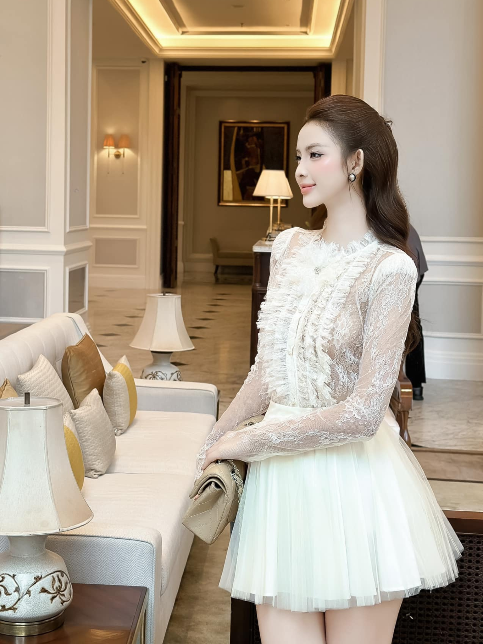 เซ็ต ลูกไม้ ระบาย อก CV พลีท