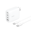 Set Adapter sạc nhanh 112W 4 cổng và cáp C-C 2M, 3 USB-C + 1 USB-A GaN màu trắng Belkin