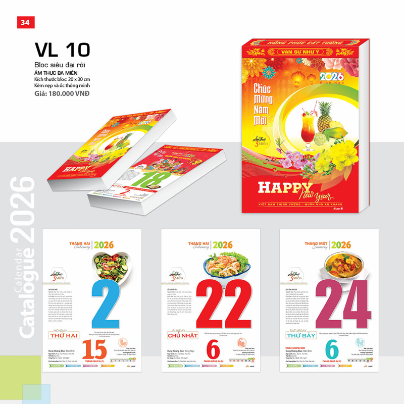Lịch Bloc Rời 2026 Siêu Đại - Ẩm Thực Ba Miền
