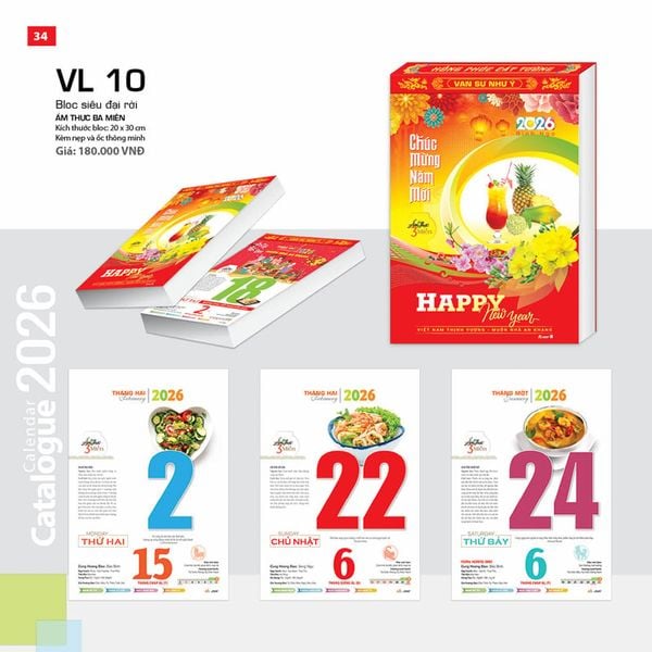 Lịch Bloc Rời 2026 Siêu Đại - Ẩm Thực Ba Miền