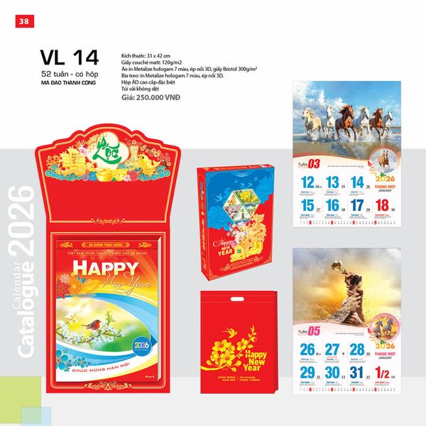 Lịch 52 Tuần 2026 - Mã Đáo Thành Công (Có Hộp)