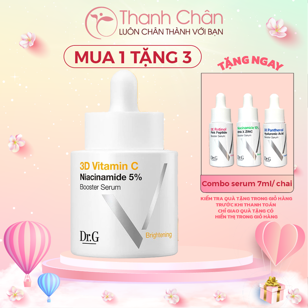 Tinh chất Dr.G 3D Vitamin C Niacinamide 5% Booster Serum 30ml (Tặng 3 serum mini 7ml)