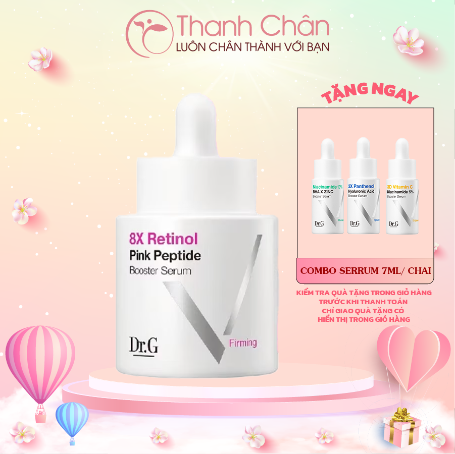 Tinh chất dưỡng da Dr.G 8X Retinol Pink Peptide Booster Serum 30ml (Tặng 3 serum 7ml)
