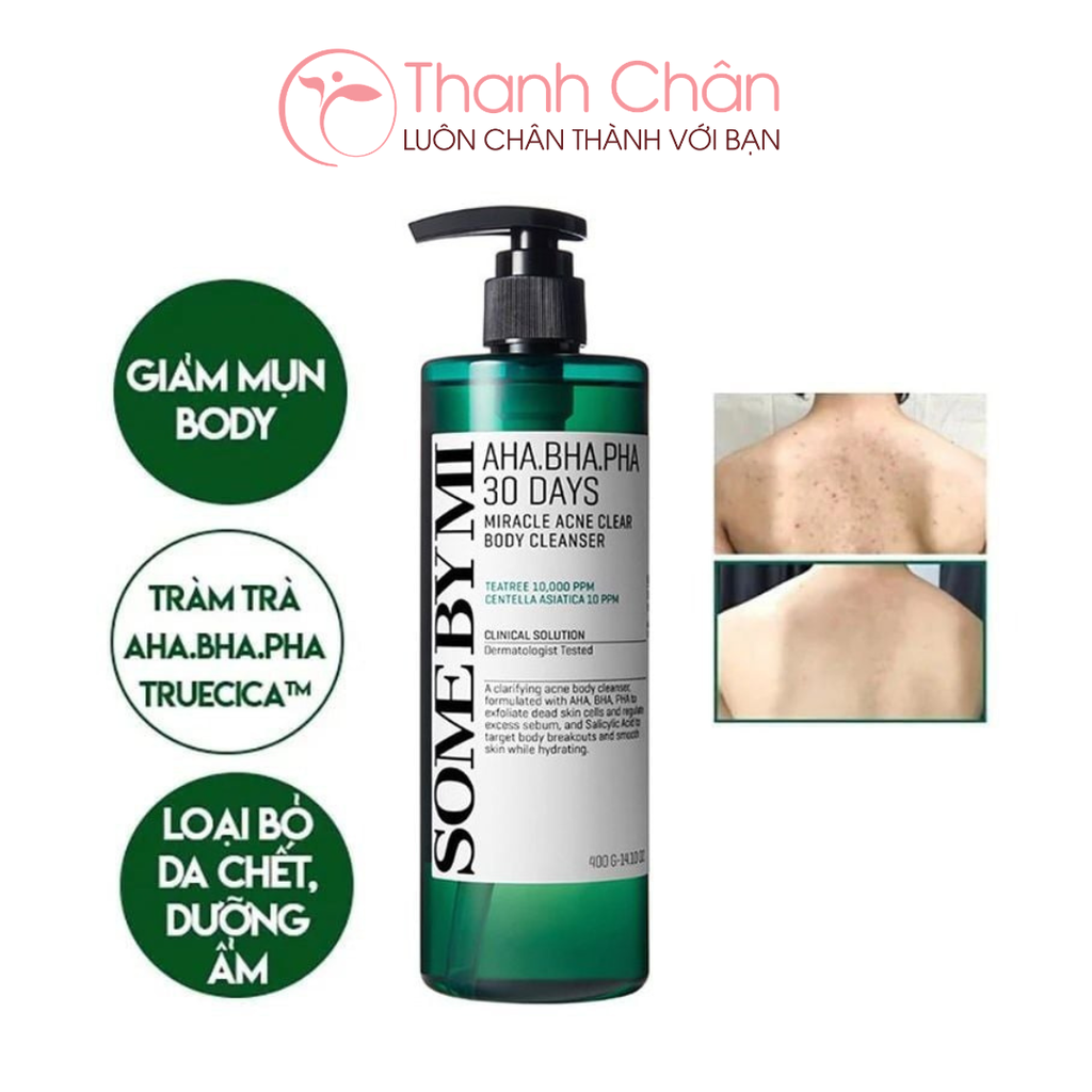 Sữa Tắm Giảm Mụn Lưng AHA BHA PHA 30 Days Miracle Acne Clear Body Cleanser Some By Mi 400g
