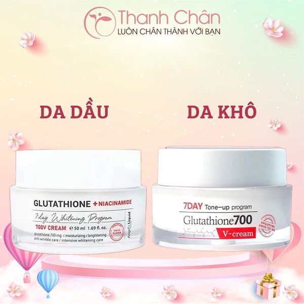 review kem dưỡng 7day glutathione Kem Dưỡng Trắng Da 7 Day Whitening Program Glutathione 700 V-Cream –  myphamphutho.vn main image 1