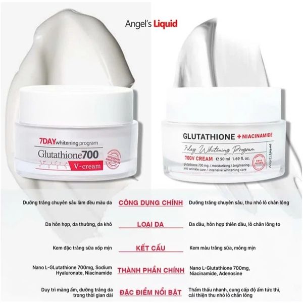 glutathione kem Dưỡng Trắng Da Angel Liquid 7Day Whitening Program Cre Thanh Chân Cosmetics cửa hàng mỹ phẩm chính hãng tre hoa da