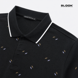  ÁO POLO NAM CỔ ĐIỂN MÀU ĐEN HOẠ TIẾT TIA CHỚP BLOOK 36043 