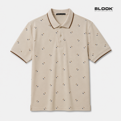  ÁO POLO NAM CỔ ĐIỂN MÀU KEM HOẠ TIẾT TIA CHỚP BLOOK 36043 