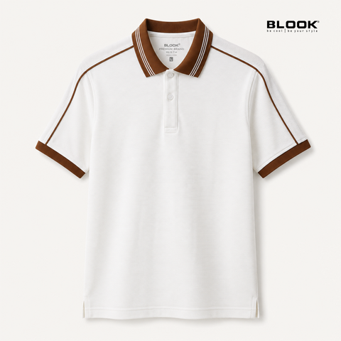  ÁO POLO NAM GÂN LIỀN VAI MÀU TRẮNG BLOOK 36071 