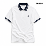  POLO NAM BASIC MÀU TRẮNG CỔ SỌC BLOOK 36052 