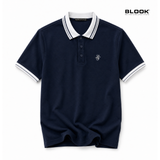  POLO NAM BASIC MÀU XANH NAVY CỔ SỌC BLOOK 36052 
