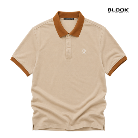  POLO NAM BASIC MÀU KEM ĐẬM CỔ TRƠN BLOOK 36066 