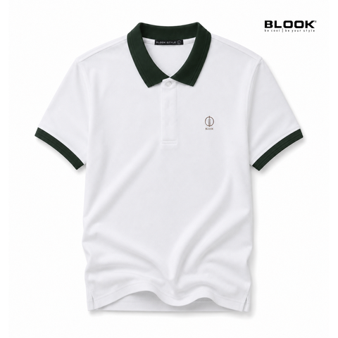  POLO NAM BASIC MÀU TRẮNG CỔ TRƠN BLOOK 36066 