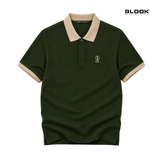  POLO NAM BASIC MÀU XANH RÊU CỔ TRƠN BLOOK 36066 