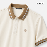  POLO NAM BASIC MÀU KEM LỢT CỔ SỌC BLOOK 36052 