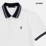  POLO NAM BASIC MÀU TRẮNG CỔ SỌC BLOOK 36052 