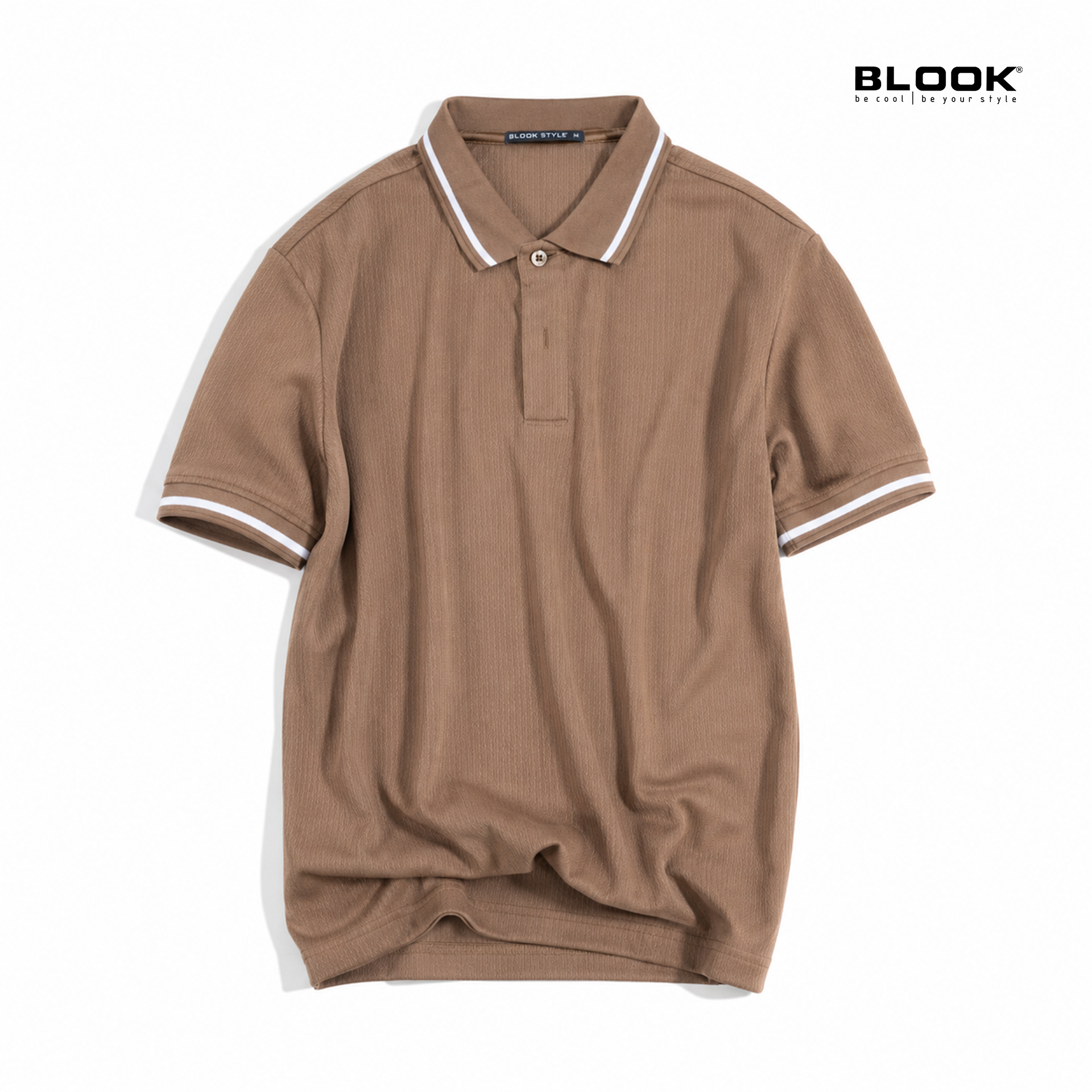  ÁO POLO NAM COTTON GÂN TĂM BLOOK STYLE FINE RIB 35997 