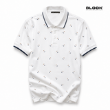  ÁO POLO NAM CỔ ĐIỂN MÀU TRẮNG HOẠ TIẾT TIA CHỚP BLOOK 36043 