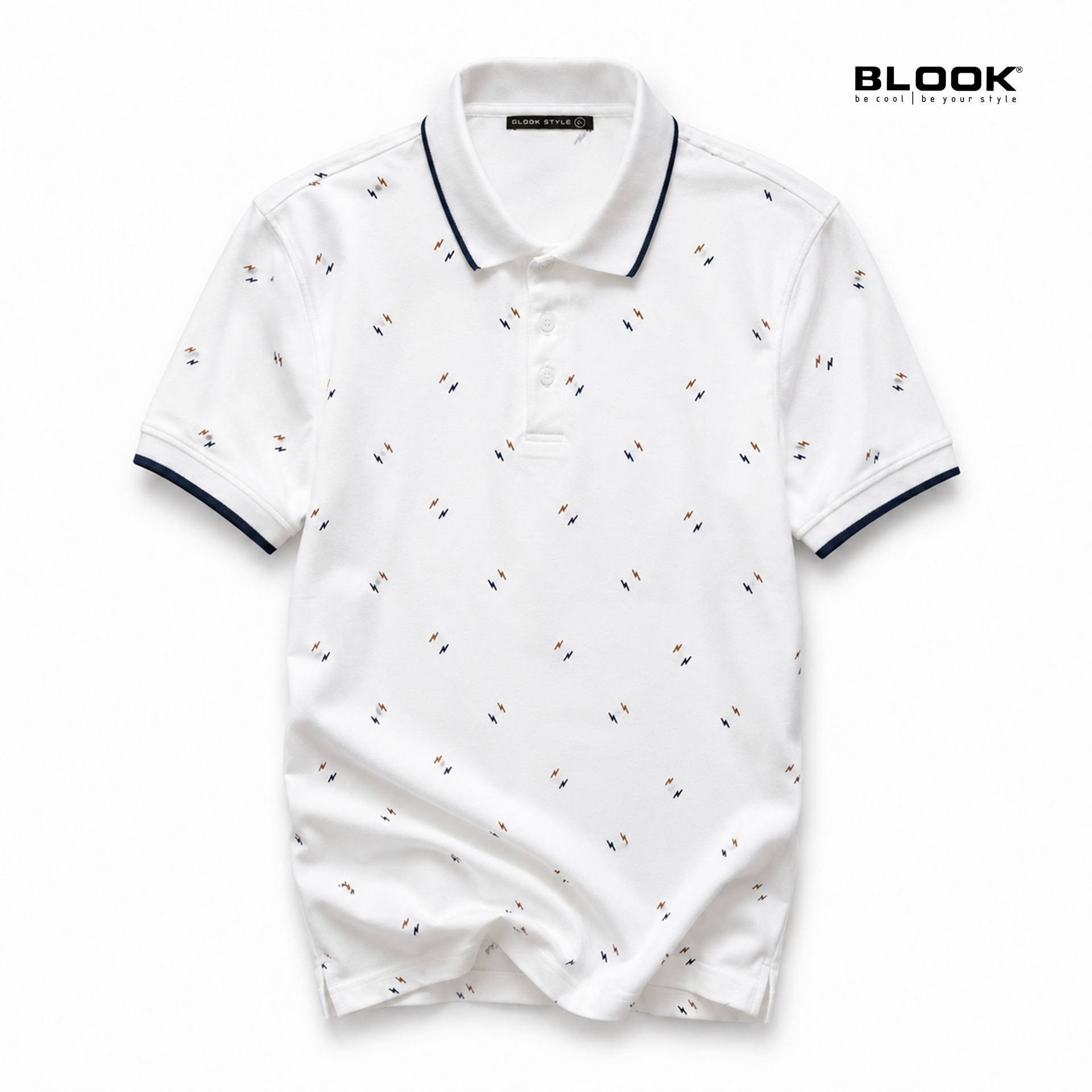  ÁO POLO NAM CỔ ĐIỂN MÀU TRẮNG HOẠ TIẾT TIA CHỚP BLOOK 36043 