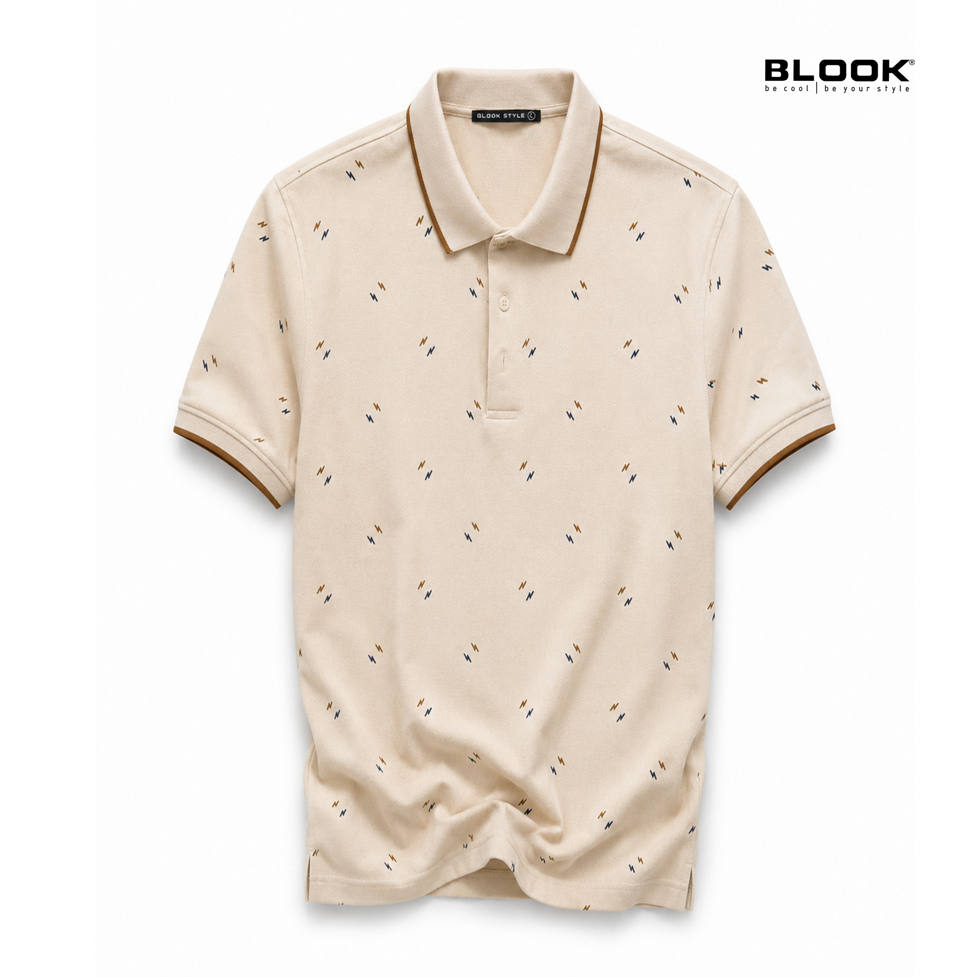  ÁO POLO NAM CỔ ĐIỂN MÀU KEM HOẠ TIẾT TIA CHỚP BLOOK 36043 
