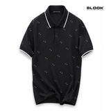  ÁO POLO NAM CỔ ĐIỂN MÀU ĐEN HOẠ TIẾT TIA CHỚP BLOOK 36043 