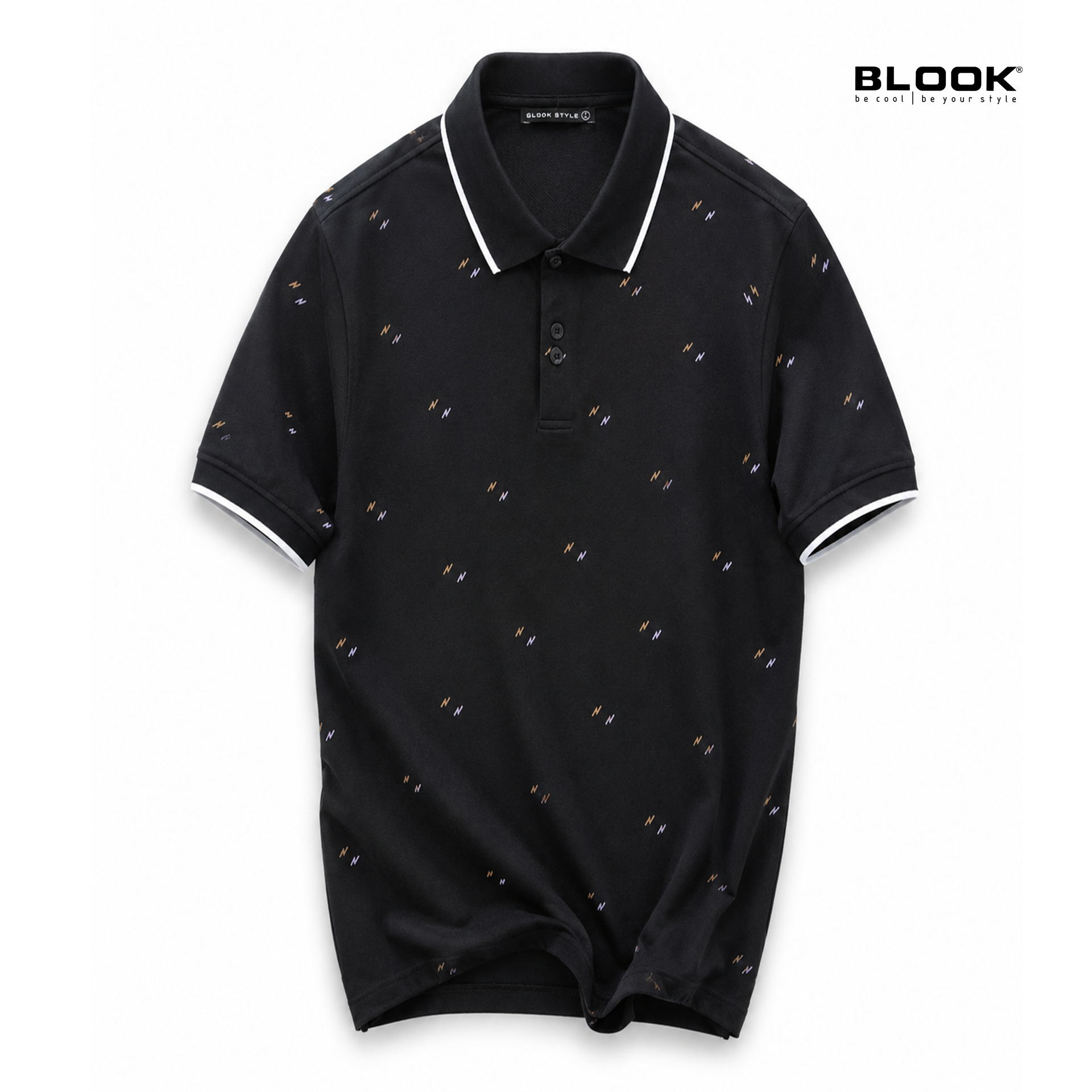  ÁO POLO NAM CỔ ĐIỂN MÀU ĐEN HOẠ TIẾT TIA CHỚP BLOOK 36043 