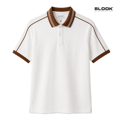  ÁO POLO NAM GÂN LIỀN VAI MÀU TRẮNG BLOOK 36071 