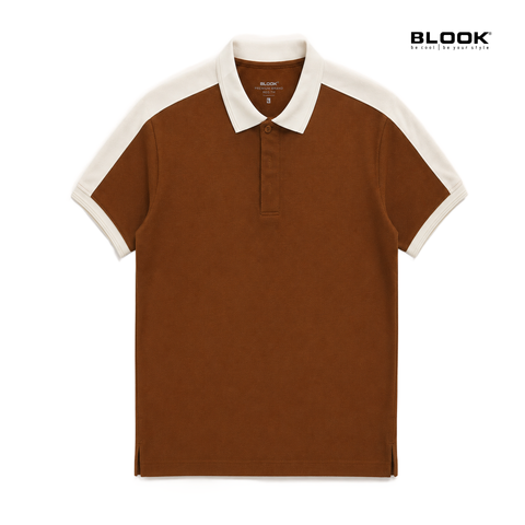  ÁO POLO NAM LIỀN VAI BASIC MÀU NÂU BLOOK 36070 