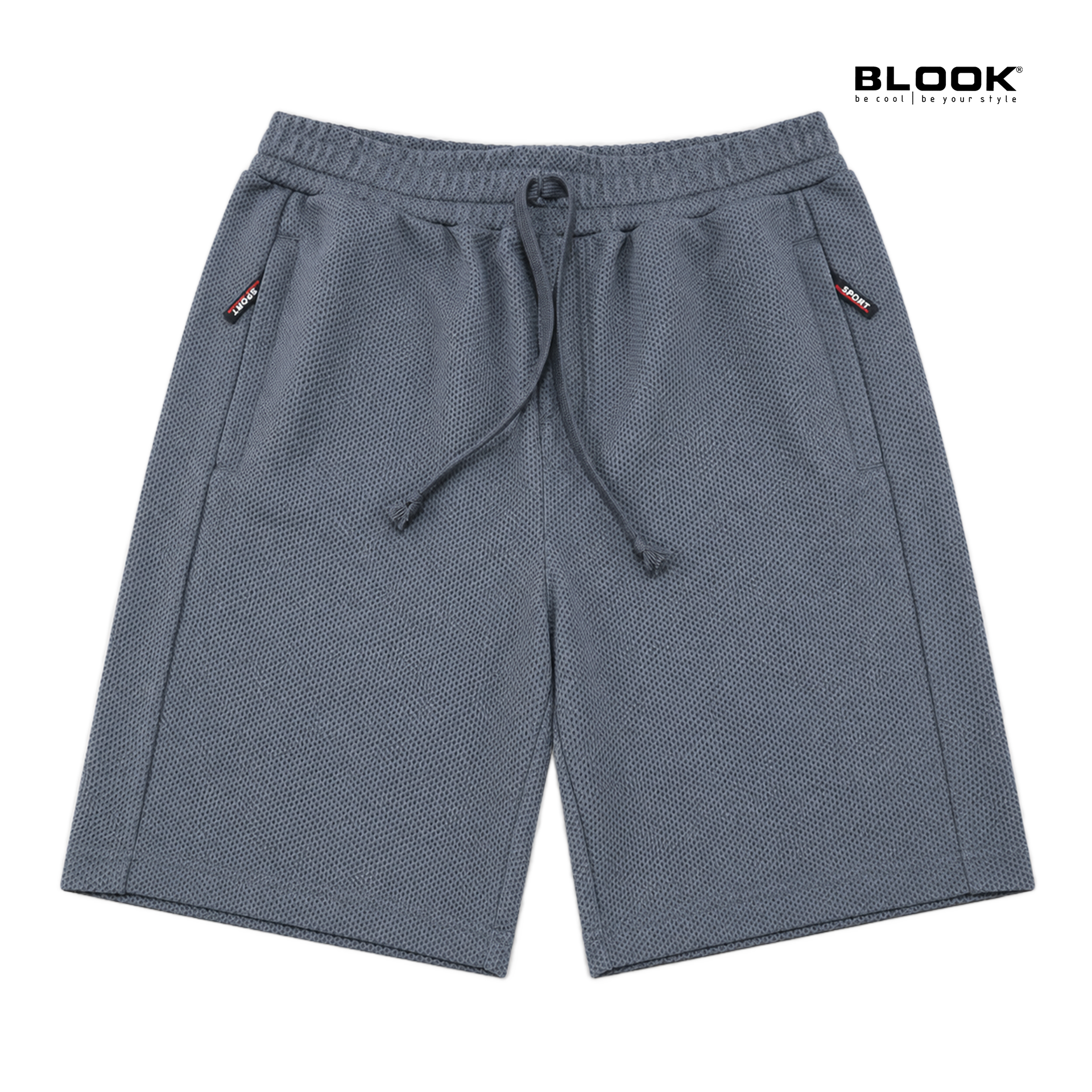  QUẦN THỂ THAO SHORT NAM WAFFLE XÁM ĐẬM BLOOK (có túi sau) 36090 