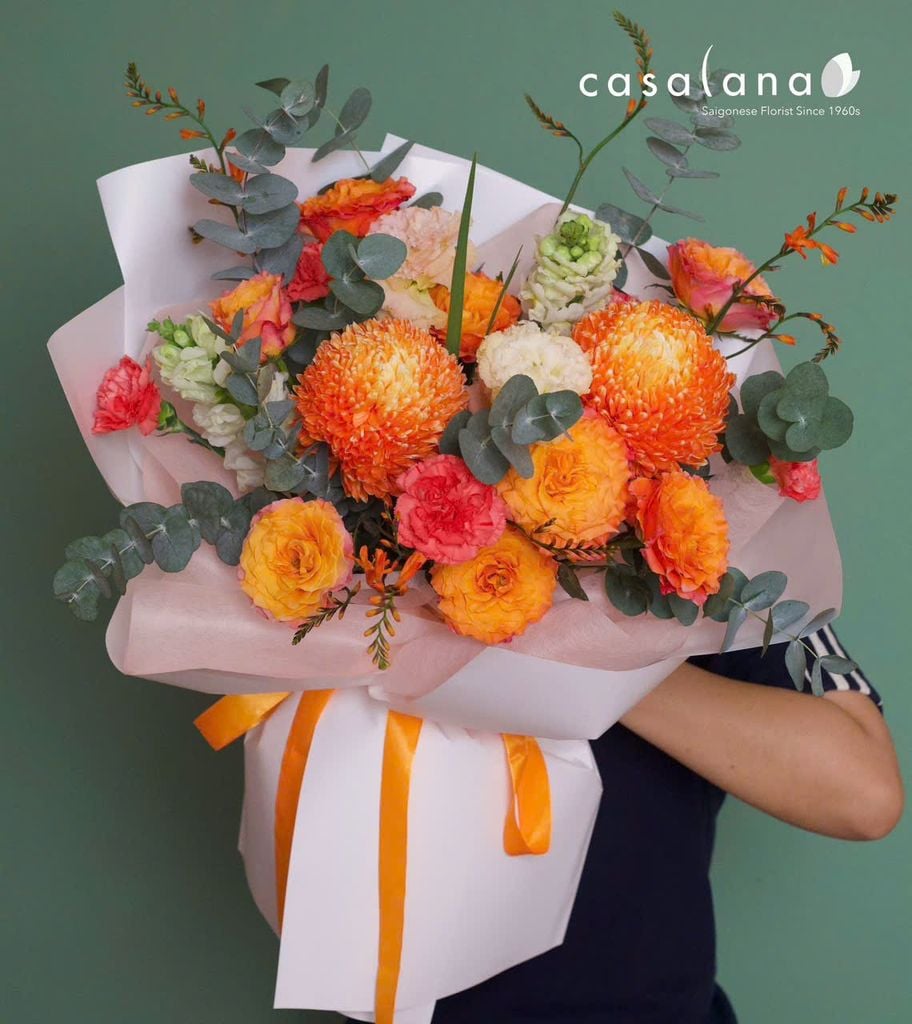  Bó cúc nẫu đơn cam mix Freespirit 