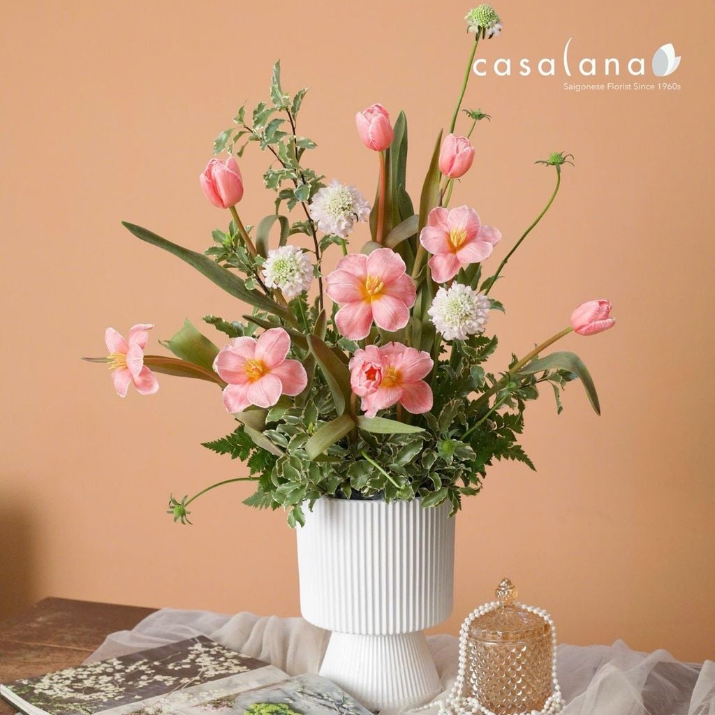  Bình Tulip Hồng Đào 10 