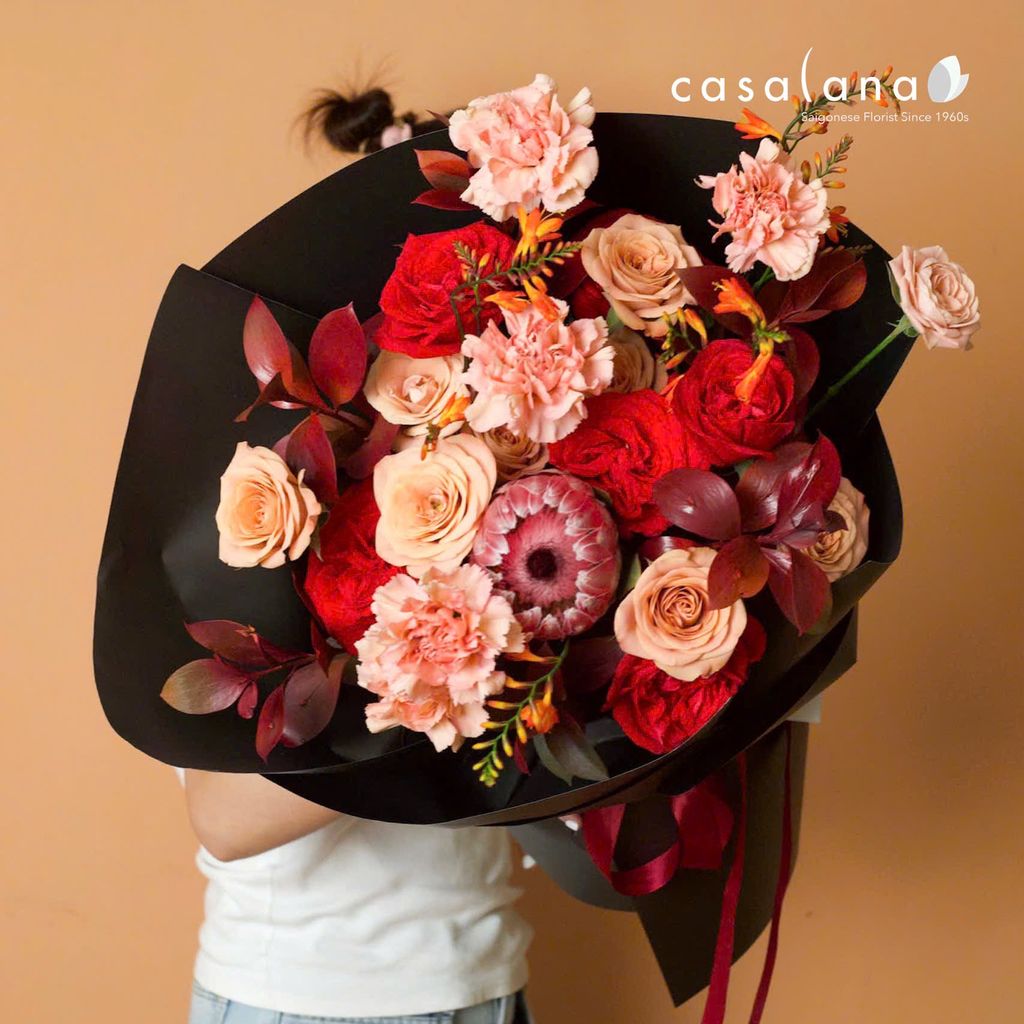  Bó Vệ Nữ mix Ohara Đỏ, Cẩm Chướng Caramel 