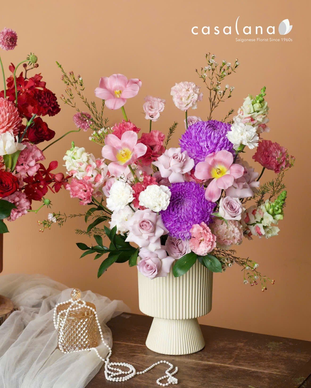  Bình Hoa Tone Tím 2 Cúc x Tulip_ 20.10 