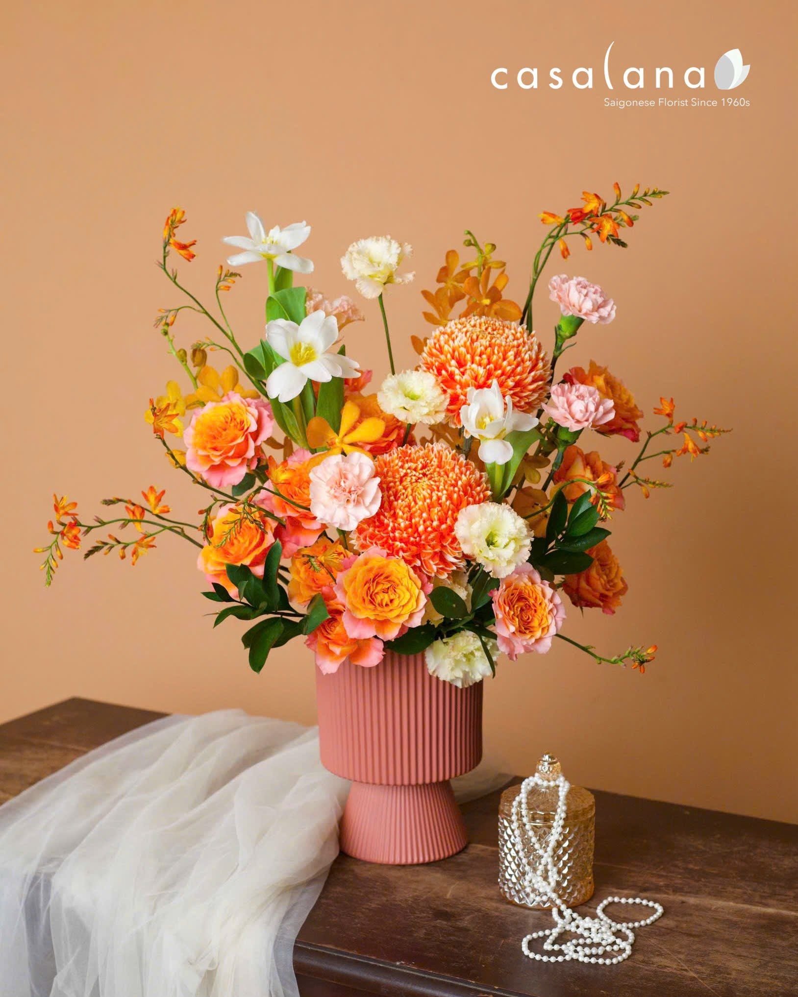  Bình Hoa Tone Cam 2 Cúc x Tulip_ 20.10 