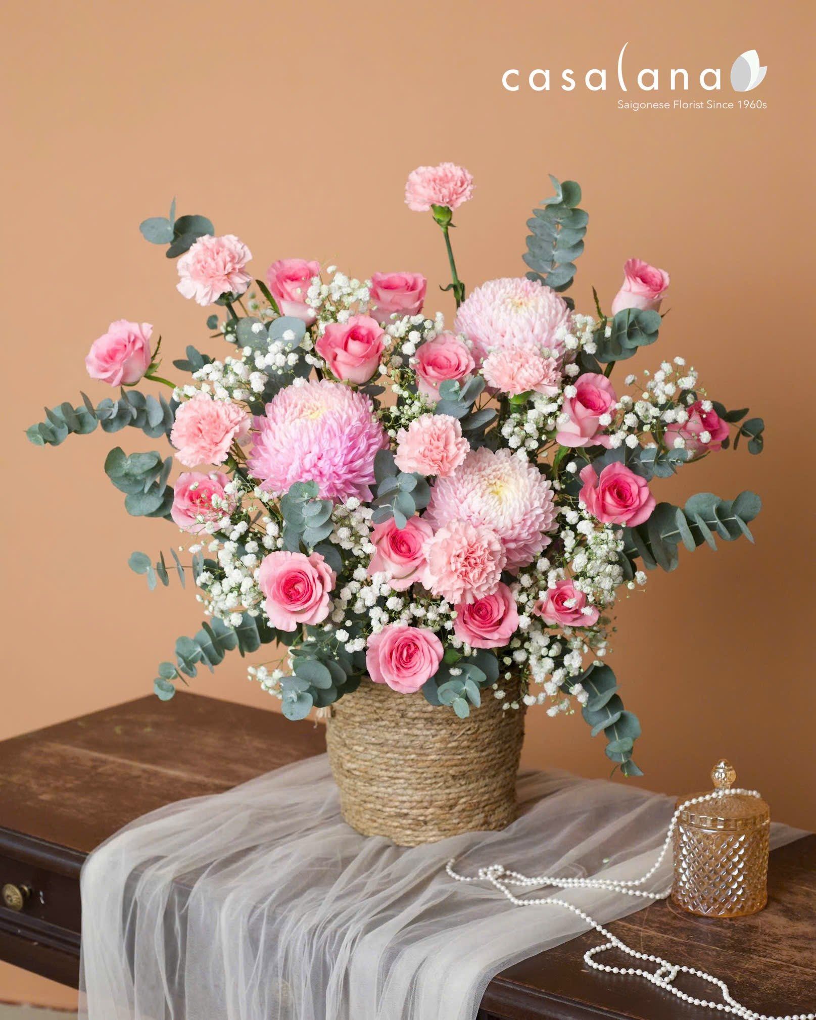  Giỏ Cối 3 Cúc Tone Hồng 20.10 