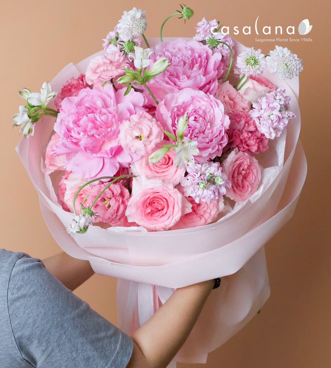  Bó 3 Peony mix tone hồng 