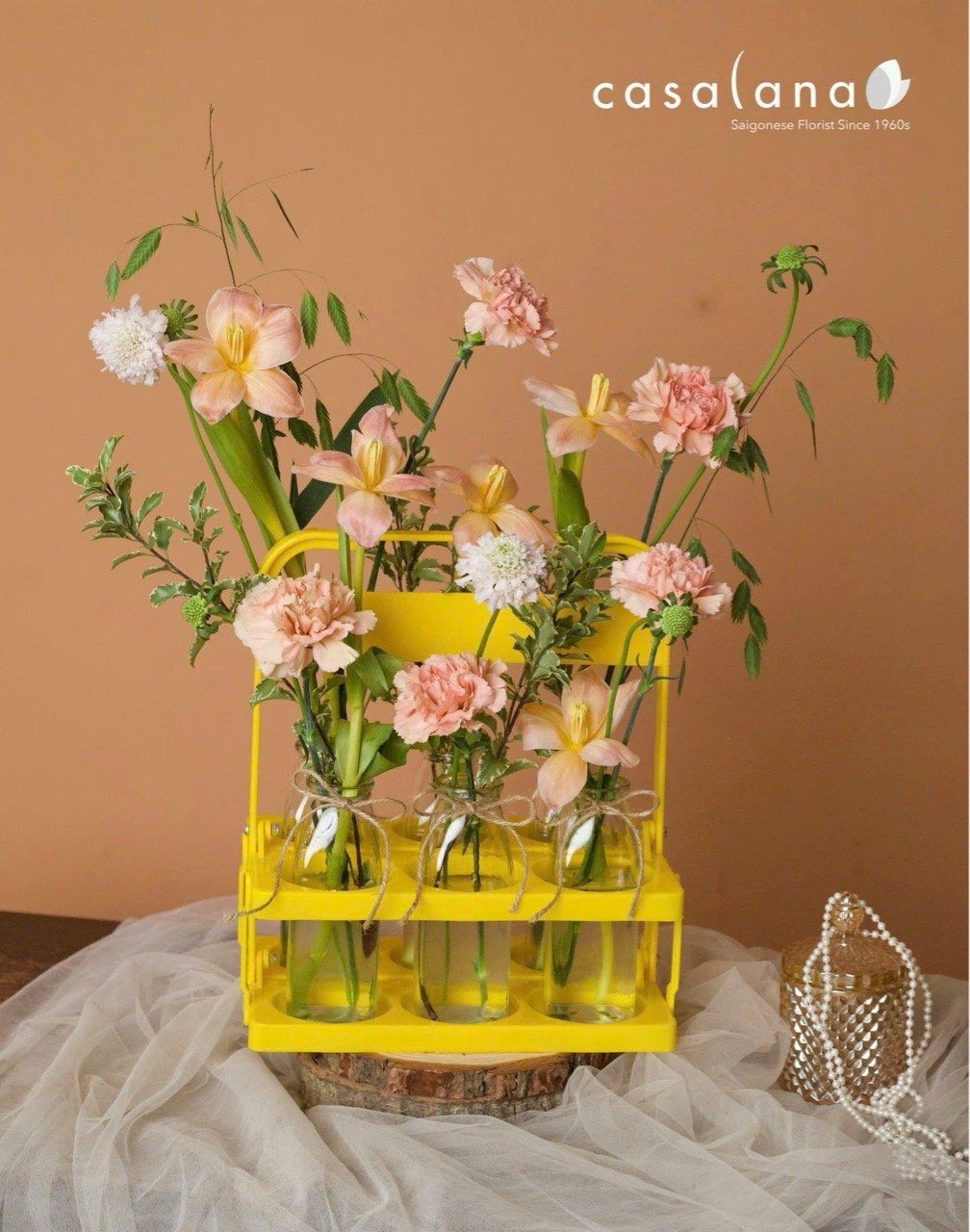  Set Hoa Thả Bình Salmon 