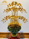 Chậu Hoa Lan Phú Quý 18 Cành Bằng Đồng Vàng Mạ Vàng 24K - Đồng Đông Sơn