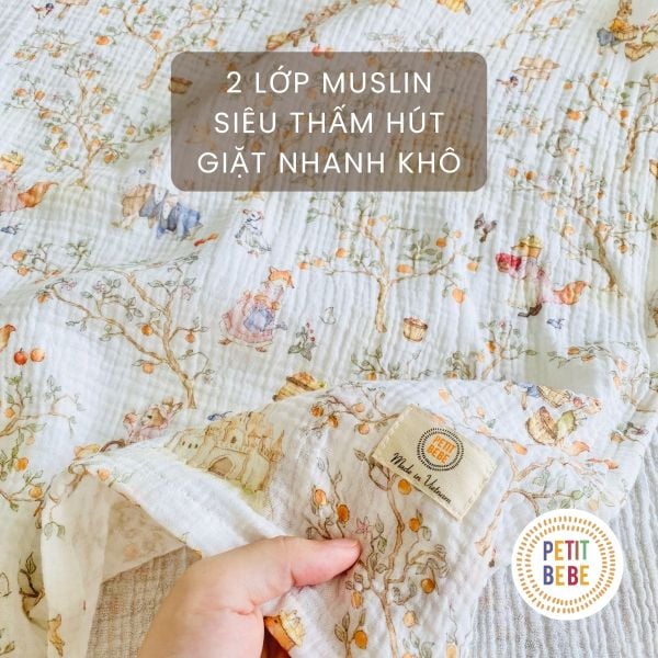  Khăn tắm 100x100cm cho bé Petit Bebe 