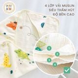  Choàng ủ sơ sinh có mũ PETIT BEBE muslin 4 lớp 