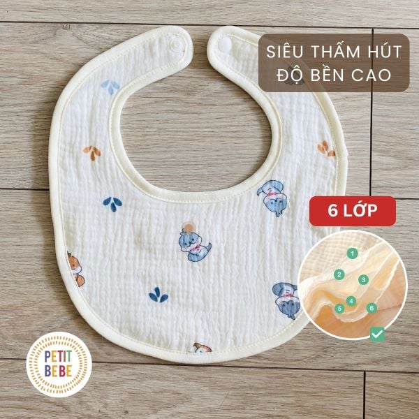  Yếm cho bé vải muslin 6 lớp 