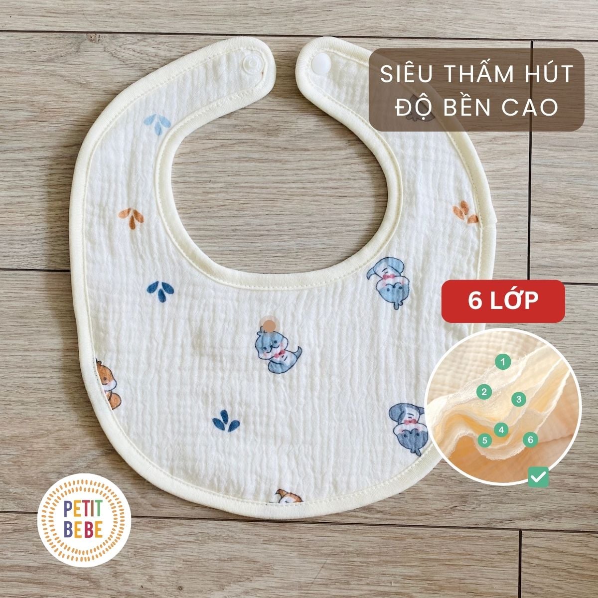  Yếm cho bé vải muslin 6 lớp 