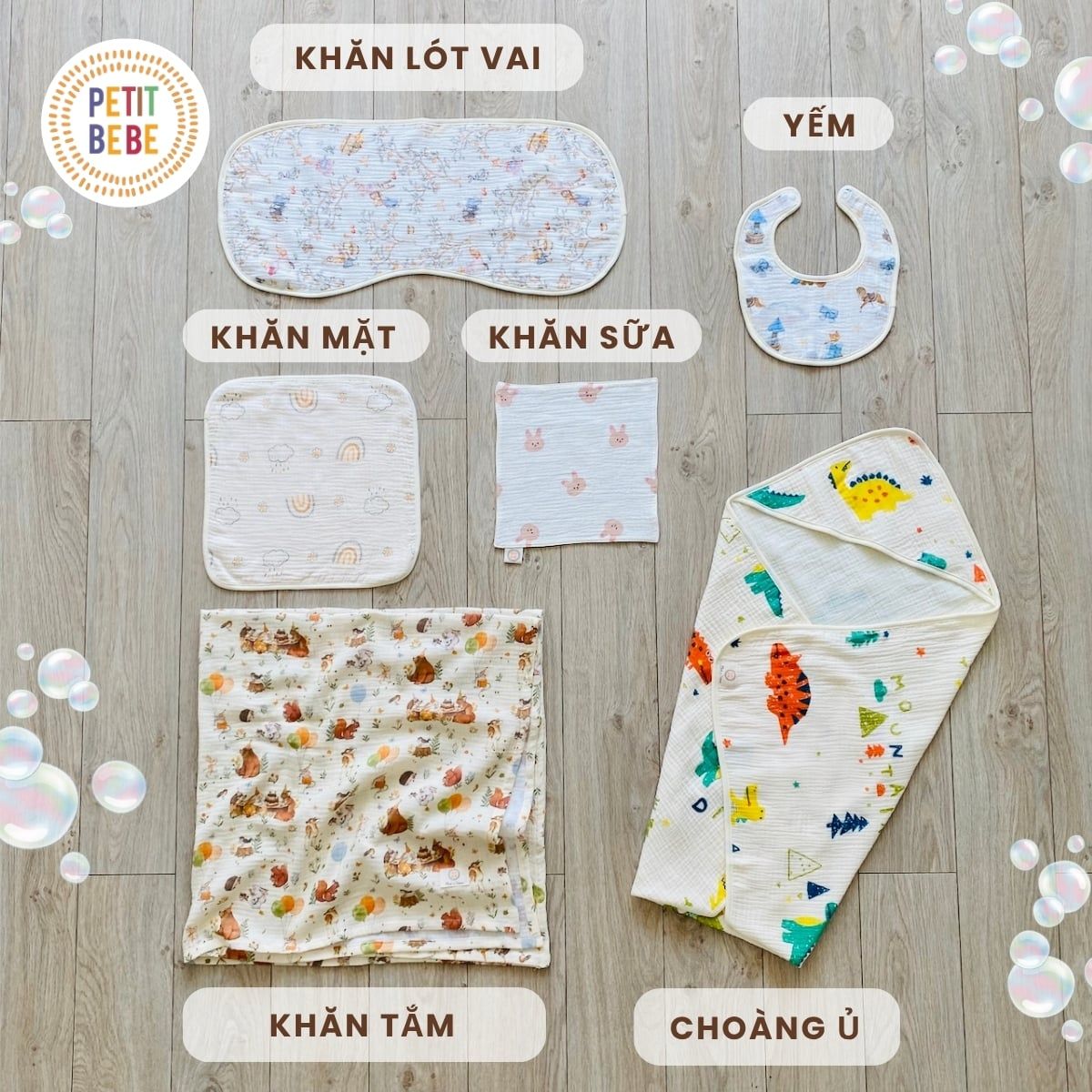  Bộ chăn gối sơ sinh Petit Bebe 
